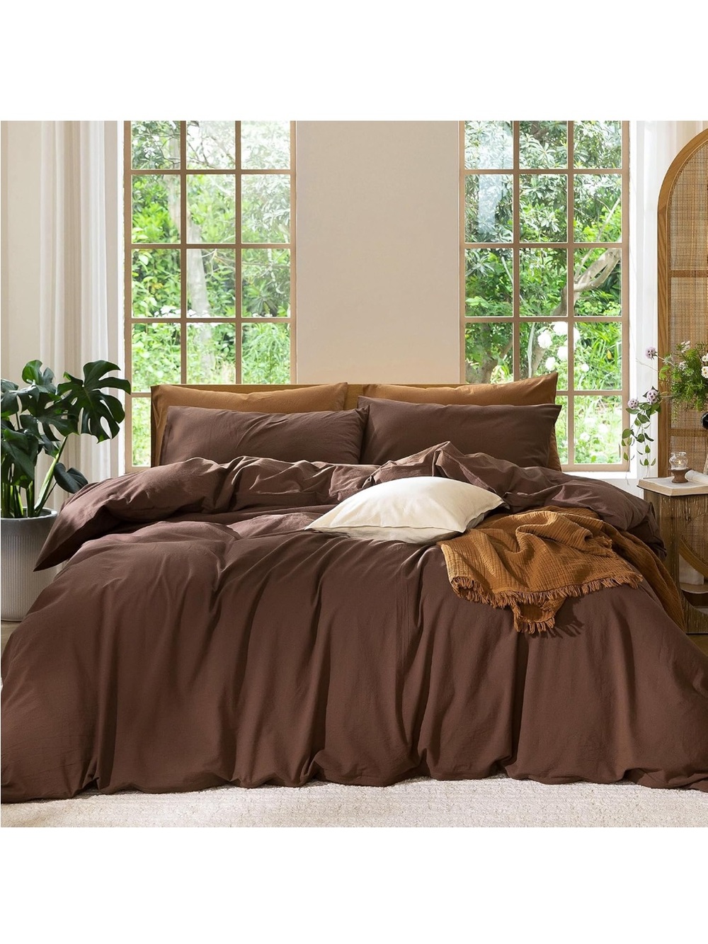 NEW MooMee 100% Cotton Duvet Cover Set 100% Washed Cotton. Linen Like Cal King